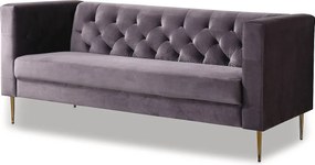 Kanapa nierozkładana "Bruce" z weluru - 196 x 76 x 82 cm - 3 miejsca - Szara