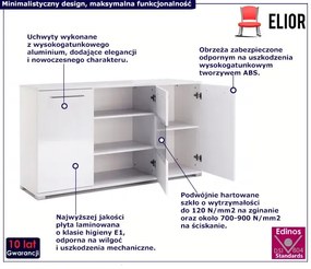 Biała duża komoda z witryną 150 cm - Vestirox 16X