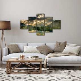 Obraz jeziora, przez które prześwieca słońce (125x70 cm)