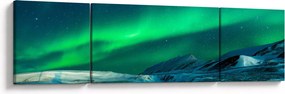 Obraz ludzi w pobliżu zorzy polarnej (170x50 cm)