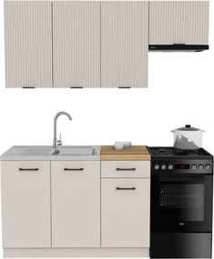 Zestaw Mebli Kuchennych MODERN 170 cm Kaszmir/Biały Ryflowany Nowoczesny