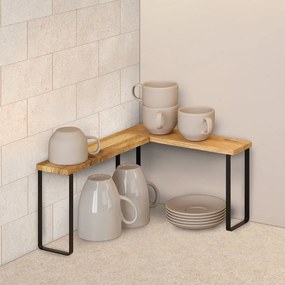 Drewniane dodatkowe półki w czarno-naturalnym kolorze 2 szt. 27x8 cm York – Metaltex