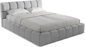 Łóżko 180 x 228 - z tkaniny szenilowej - jasny szary - NALU