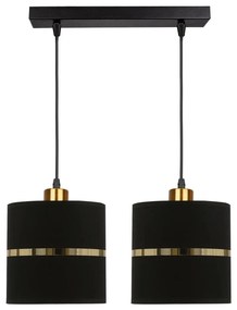 Czarna lampa wisząca z tekstylnym kloszem ø 15 cm Assam – Candellux Lighting