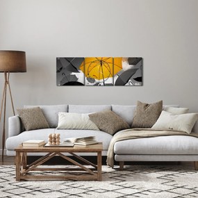 Obraz żółtego parasola (z zegarem) (90x30 cm)