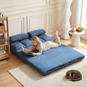 HOMCOM Wygodna Sofa Podłogowa Składana - Regulowane Oparcie, Niebieska, 102x73x60cm - Relaks w Salonie