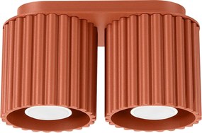 Lampa Sufitowa Minimalistyczny Aura, Aluminium - 2 Źródło - L.21 X H.12 Cm - Ochra Czerwona