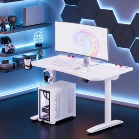 Biurko gamingowe RGB z regulacją wysokości Diablo X-Forge, 160x70 cm, białe