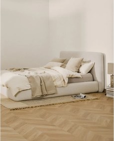 Beżowe tapicerowane łóżko dwuosobowe bez stelaża 180x200 cm Martina – Kave Home