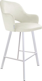 Hoker Milano krzesło barowe tkanina Welur podstawa metalowa : Kolor nogi - Biały profil, Kolor tkaniny - VELVET - MG50, Typ siedziska - Siedzisko stałe