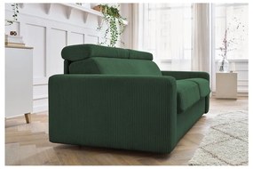 Ciemnozielona sztruksowa rozkładana sofa 215 cm Monaco – Bobochic Paris