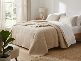 Beżowa aksamitna narzuta na łóżko ARROW VELVET Rozmiar: 200 x 220 cm