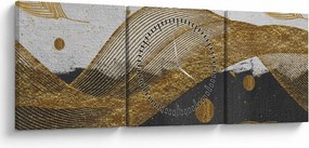 Obraz - Złote piórka (z zegarem) (90x30 cm)