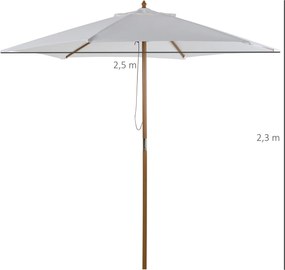 Outsunny Parasol Ogrodowy Zewnętrzny 3-stopniowy Bambus i Poliester 180 ㎡ Kremowy Ochrona UV Ø25x23m | Aosom PL