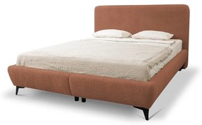 Tapicerowane łóżko dwuosobowe ze stelażem i schowkiem 140x200 cm w kolorze terakoty Makapu – Makamii
