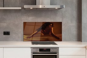 Panel szklany do Kuchni Kobieta Owinięta Materiałem