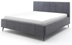 Antracytowe tapicerowane łóżko dwuosobowe ze schowkiem i stelażem 180x200 cm Lizzano – Meise Möbel