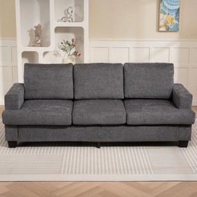 HOMCOM 3-osobowa sofa, sofa do salonu dla 3 osób, pokrycie z tkaniny, stalowa rama, tapicerowana sofa, Szary