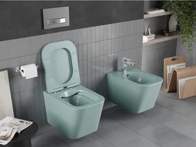 Mexen Teo miska wc Rimless z deską wolnoopadającą slim, duroplast, zielona jasna mat - 30854048
