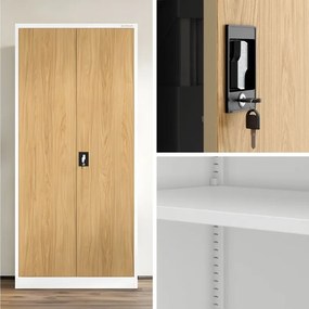 Szafa biurowa Eco Design Jan H, 90x40x195 cm, biały/dąb złoty