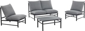 Meble ogrodowe aluminiowe: kanapa  2-osobowa, 2 fotele i stolik kawowy - Antracyt - LISMO od MYLIA