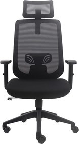 Krzesło biurowe Factor z zagłówkiem i regulacją lędźwi, zgodne z normą BHP