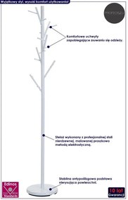 Biały wieszak stojący do przedpokoju - Arlen