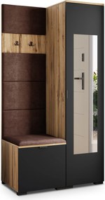 Masseno Garderoba VIRA 95/181/51 cm Nowoczesna Szafa do Przedpokoju Dąb wotan, MONOLITH 29 (Brązowy)