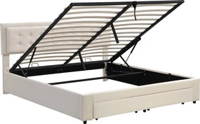 Łóżko z pojemnikiem 180x200 cm - Łóżko podwójne z szufladami i regulowanym zagłówkiem - beżowy aksamit - Bez materaca