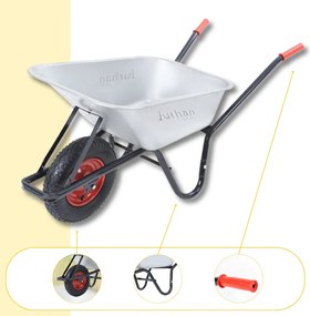 Taczka ogrodowa ocynkowana BARRY, max. pojemność 100l/250kg, srebrna/czarna Gardebruk