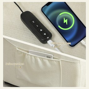 HOMCOM Elektryczny fotel relaksacyjny do TV z podnóżkiem, bocznymi kieszeniami, bezszczotkowym silnikiem, portem USB i pilotem | Aosom PL