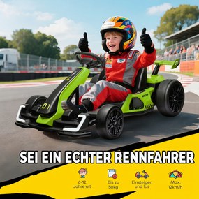 HOMCOM 4 V elektryczny gokart dla dzieci do 12 km/h, gokart z funkcją driftu, 2 silniki, regulowane siedzenie, łagodne ruszanie | Aosom PL
