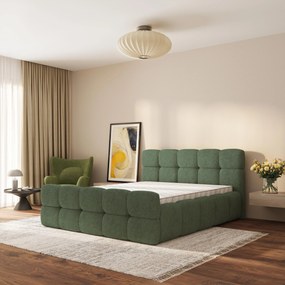 Masseno Łóżko Tapicerowane ELIZJA ze stelażem i pojemnikiem na pościel 180x200 cm - Zielony, QUELLE 37