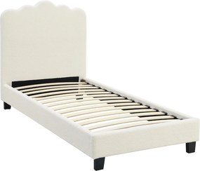 Łóżko Tapicerowane 90x200 cm CRATER ze Stelażem Młodzieżowe Boucle Kremowe