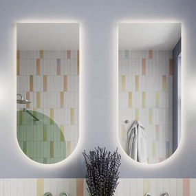 Lustro półowalne bez ramy oszlifowane obracalne z podświetleniem ARCH LED | Różne rozmiary | Różne kolory szkła : Kolor tafli szkła - Grafit, Rozmiar - 60 x 100 cm