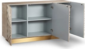 Trzydrzwiowa komoda glamour Stilig ST802, w kolorze szampańskiego złota