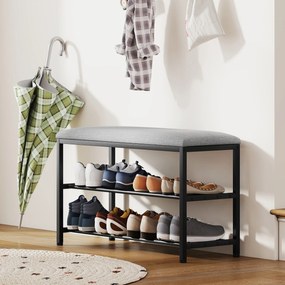 HOMCOM Ławka na buty z siedziskiem i miejscem do przechowywania czarna 81x31x50 cm | Aosom PL