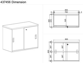 Nadstawka z przesuwnymi drzwiami MIRELLI, 800 x 400 x 600 mm, biały