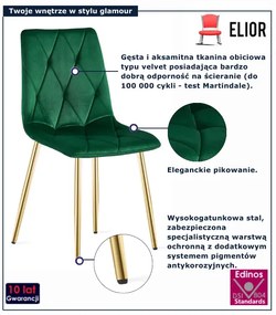 Zielone pikowane krzesło welurowe glamour M1-C09