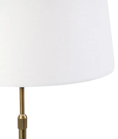 Lampa stołowa regulowana brąz klosz lniany biały 35cm - Parte klasyczny/Antyczny Oswietlenie wewnetrzne