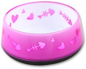 Różowa plastikowa miska dla kotka LOVE BOWL