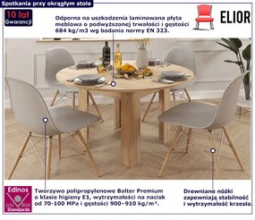 Okrągły stół do salonu z czterema krzesłami - Freja