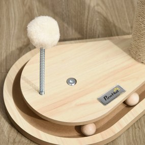 HOMCOM Drapak dla Kociąt z Zabawką, Tora z Kulkami, Kula na Sprężynie, 35 cm x 23 cm x 40 cm, Naturalny