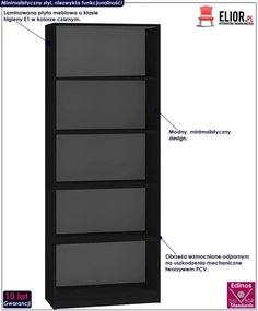 Czarny regał na książki Randy 3X