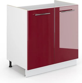 Szafka pod zlew bordowa czerwień wysoki połysk 80x51.6x82 fame-line