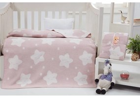 Jasnoróżowy polarowy koc dziecięcy 100x120 cm Star – Mijolnir