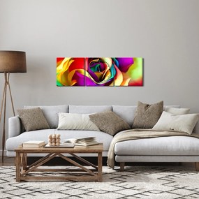 Obraz - Kolorowa róża (z zegarem) (90x30 cm)