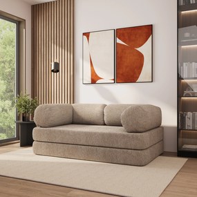 Masseno Sofa piankowa EIREN z funkcją spania, Kanapa z pianki do salonu, Bezmontażowa, Tkanina bucle – Beżowy QUELLE 05