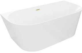 Mexen Oval Slim wanna wolnostojąca przyścienna 170 x 80 cm, biała, przelew złoty szczotkowany - 52661708000-55