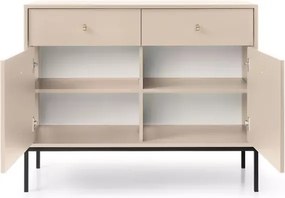 Komoda Gerra 2 – nowoczesna elegancka komoda w kolorze beżowym lub granatowym z 2 drzwiami i 2 szufladami na metalowych nogach